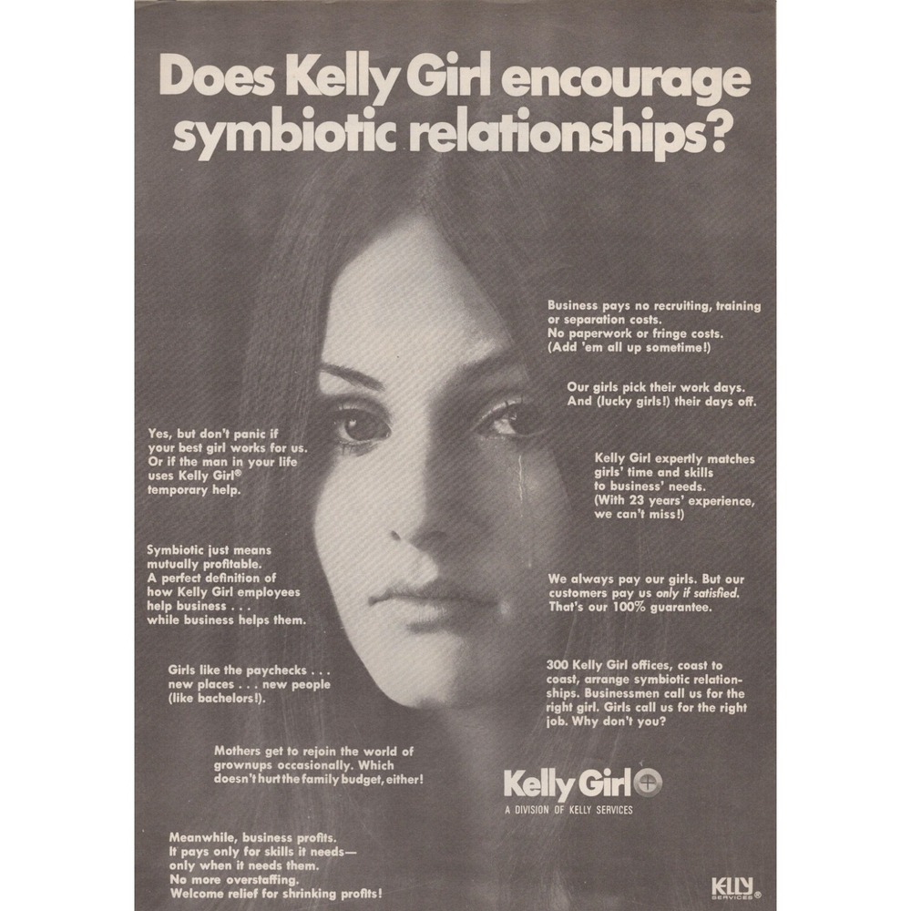 Vintage 1969 Kelly Girl Print Ad Kelly Services Temporary Employment Staffing